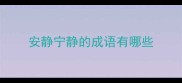 安静宁静的成语有哪些