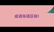 成语俗语区别