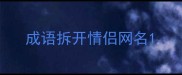 成语拆开情侣网名