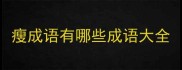 瘦成语有哪些成语大全
