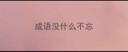 成语没什么不忘