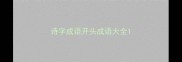 诗字成语开头成语大全