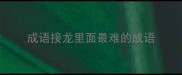 成语接龙里面最难的成语
