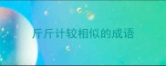 斤斤计较相似的成语