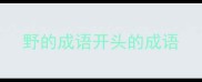 野的成语开头的成语