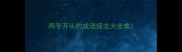 两字开头的成语接龙大全集