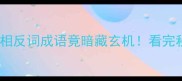 反义词成语全这些相反词成语竟暗藏玄机看完秒变语文课代表