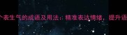 10个表生气的成语及用法精准表达情绪提升语言
