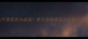 神志不清是否为成语常见误用成语及正确用法指南