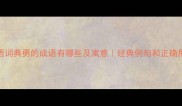 成语词典勇的成语有哪些及寓意经典例句和正确用法