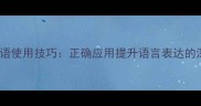 10个必知的成语使用技巧正确应用提升语言表达的深度与说服力