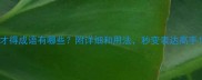 带才得成语有哪些附详细和用法秒变表达高手