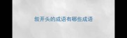 叙开头的成语有哪些成语