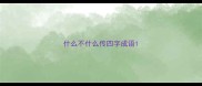 什么不什么传四字成语