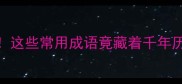 成语冷知识大这些常用成语竟藏着千年历史和隐藏寓意
