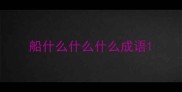 船什么什么什么成语