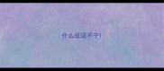 什么成语不宁