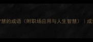 20个形容有智慧的成语附职场应用与人生智慧成语大全推荐