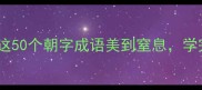朝的成语有哪些这50个朝字成语美到窒息学完秒变表达王者