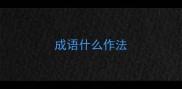 成语什么作法