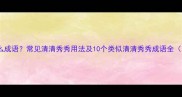 清清秀秀是什么成语常见清清秀秀用法及10个类似清清秀秀成语全附正确用法