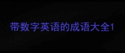 带数字英语的成语大全