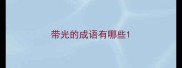 带光的成语有哪些