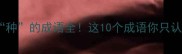头字带种的成语全这10个成语你只认识3个
