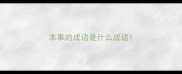本事的成语是什么成语