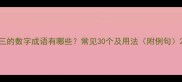 三的数字成语有哪些常见30个及用法附例句