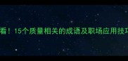 质量提升必看15个质量相关的成语及职场应用技巧附成语