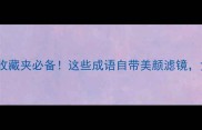 高颜值成语收藏夹必备这些成语自带美颜滤镜女生必看