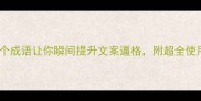 光芒万丈这10个成语让你瞬间提升文案逼格附超全使用指南附模板