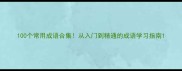 100个常用成语合集从入门到精通的成语学习指南
