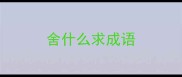 舍什么求成语