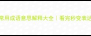 100个常用成语意思解释大全看完秒变表达高手