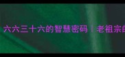 黄三加一六六三十六的智慧密码老祖宗的数字玄机全