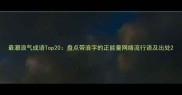 最潮浪气成语Top20盘点带浪字的正能量网络流行语及出处