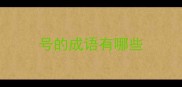 号的成语有哪些