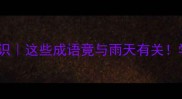 雨中成语冷知识这些成语竟与雨天有关学会秒变诗词达人