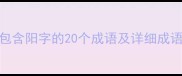 常用包含阳字的20个成语及详细成语大全