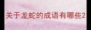 关于龙蛇的成语有哪些