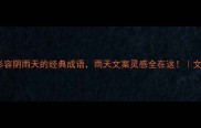 10个形容阴雨天的经典成语雨天文案灵感全在这文学小课堂