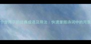 100个含月字的经典成语及用法快速掌握诗词中的月意象