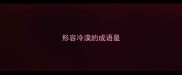 形容冷漠的成语是