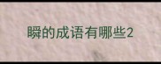 瞬的成语有哪些