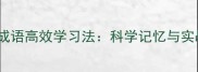 15分钟掌握成语高效学习法科学记忆与实战应用指南
