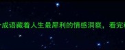必看这10个成语藏着人生最犀利的情感洞察看完秒变社交高手