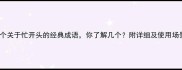 10个关于忙开头的经典成语你了解几个附详细及使用场景