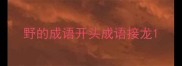 野的成语开头成语接龙
